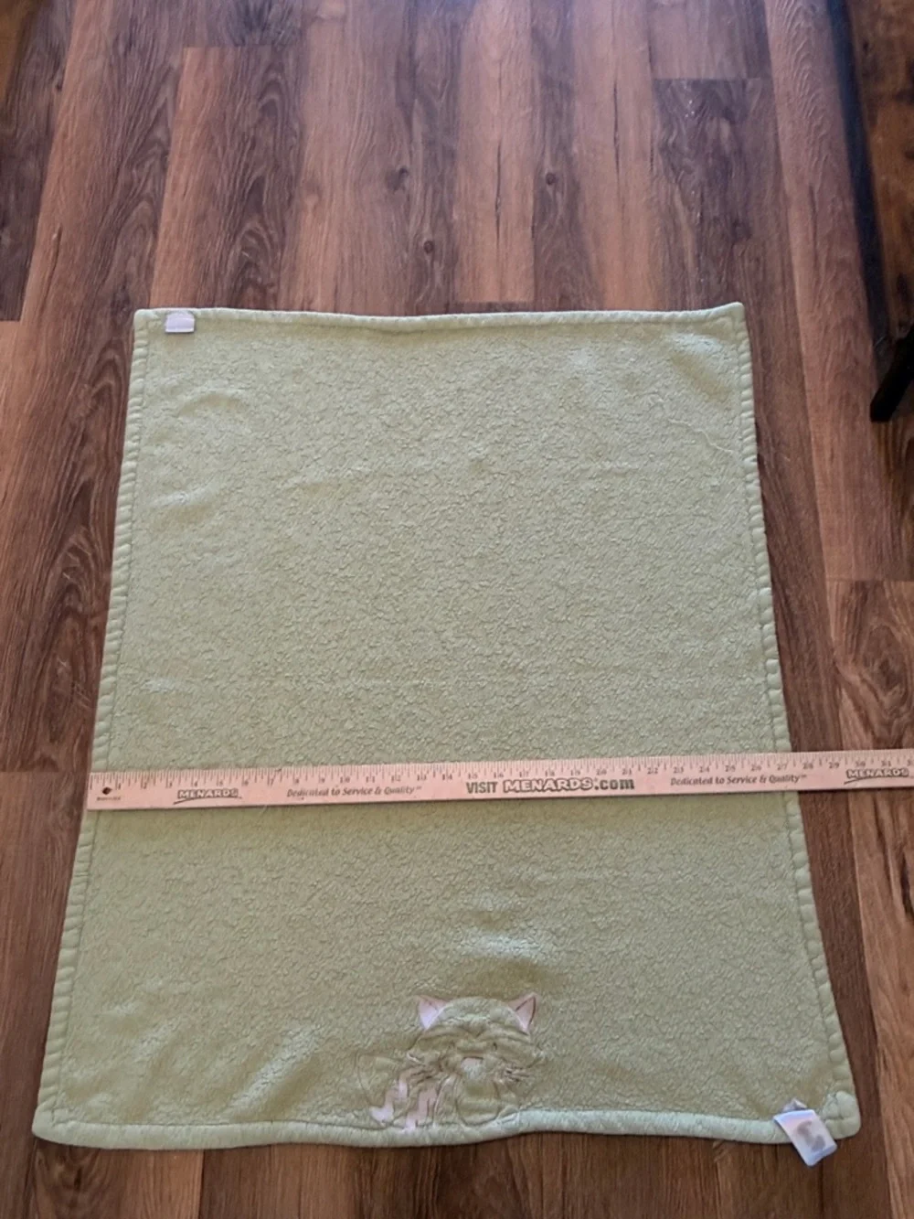 Carter's Olive Green Plush Baby Blanket with raccoon
